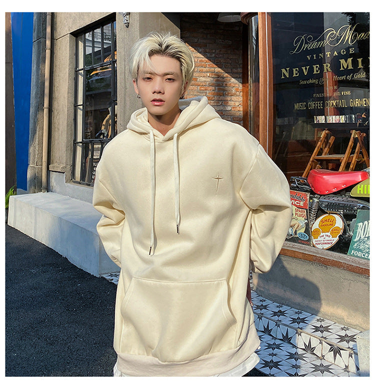 mens fall outfits Solid Color Sweater Suit Men's Hooded Loose Spring and Autumn Korean Style Couple Ins Trendy All-Matching Coat Hong Kong Style Clothes