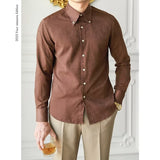 men’s fashion Elegant Standard Men's New Spring Trendy Harajuku Solid Color Artistic Lazy Trendy Shirt Long Sleeve Youth Popular Square Collar
