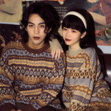 mens fall fashion Autumn and Winter Sweater Couple Fried Street Ins Loose Thick Ethnic Retro Style round Neck Casual Knitted Bottoming Shirt Men