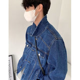 winter outfits men Light Blue Short Denim Coat Men's Spring and Autumn Retro High-Grade Ruan Handsome Jacket
