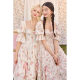 pop culture dress to impress Lacemade Rose  Pink Floral Fishbone Dress Women's Summer French V-neck Printed Dress