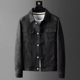 fall outfits men Suede Jacket Men's Spring and Autumn New Fashion Casual Handsome Slim Lapel Top Trendy All-Matching Coat