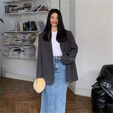 dti outfits 2024 Spring and Autumn New Gray Suit Jacket Women's Casual Temperament High Sense Fried Street Fashion Black Original