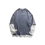 Advbridge Men‘s Wintern outfits mens fashion Early Autumn OOTD Japanese Style Loose Fake Two-Piece Patch Bottoming Shirt Trendy Campus Style Pullover Sweater for Men Advbridge Men‘s Wintern outfits