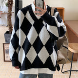 Advbridge Fashion Long Sleeve O-neck Men Sweater 2023 Spring Autumn Casual Diamond Print Sweater Men's Korean Loose Knitted Pullover Tops