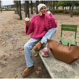 Advbridge outfit ideas winter 2024 Women's Women's Sweater Comfortable Casual Vintage Knitted round Neck Solid Color Autumn plus Size Sweater