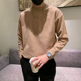 Advbridge mens outfits Spring and Autumn New Pure Color Sweater Men's Fresh round Neck Basic Long Sleeve Youth Casual Drop Shoulder Bottoming Shirt