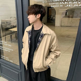 classy outfits men Short Wide Lapel Double-Sided Jacket Spring and Autumn Versatile Simple Solid Color Loose Men's Coat Top