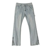 guys clothing styles American Retro Zipper Jeans Men's Autumn and Winter 2024 New Washed Straight Flared Pants High Street Vibe