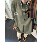 mens fall fashion American Retro Suede Sweater Autumn Loose Couple Versatile round Neck Long Sleeve Top Men