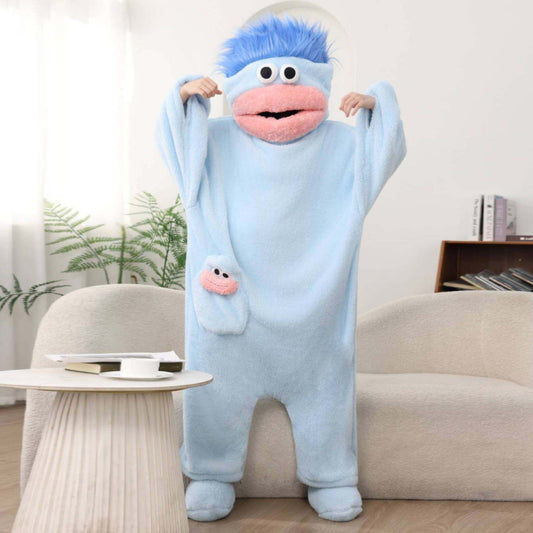 Funny Cartoon Monster Couples Fleece Pajama Set