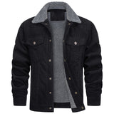 Advbridge Men‘s Wintern outfits mens winter fashion Men's Autumn and Winter Men's Long-Sleeved Lapel Corduroy Fleece-lined Jacket Coat