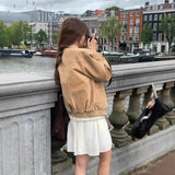 bomber jacket Ove * Take Short Suede Retro Korean Autumn Jacket High-Grade Women's Jacket Casual All-Matching