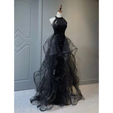 Advbridge witch dress to impress Black Evening Dress for Women 2024 New Light Luxury Niche High-End High-End Sense Trailing Birthday Party Host Adult Ceremony