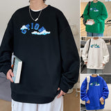 fall outfits men American Sweater Men's 2024 Spring and Autumn High Street Loose Youth Fashion Couple Wear Casual Student Top Fleece-lined