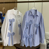 gothic dti High Quality Three-Dimensional Tie Bow Design Profile Cotton Sun Protection Shirt 2024 Autumn New