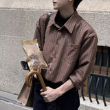 fall fits men Korean Style Spring and Autumn Simple Fashion All-Match Casual Brushed Retro Plaid Shirt Shirt Coat Trendy