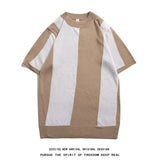 men fall outfits Fashionable New Striped Ice Silk Short-Sleeved T-shirt Casual Simple Slim Men's Top Clothes Trendy Sweater