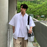 guy outfits 2024 Summer Men's Solid Color Short-Sleeved Shirt Casual Korean Casual Shirt Jacket