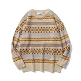 mens fall fashion Autumn and Winter Sweater Couple Fried Street Ins Loose Thick Ethnic Retro Style round Neck Casual Knitted Bottoming Shirt Men