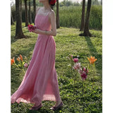 pop culture dress to impress Seaside Holiday Style Dress Women's Summer Design Backless Lace-up A- line Dress French Temperament Suspender Skirt