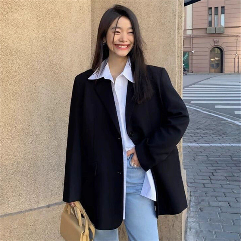 dti outfits 2024 Spring and Autumn New Gray Suit Jacket Women's Casual Temperament High Sense Fried Street Fashion Black Original