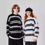 sweaters Cute Puppy Contrast Color Striped Imitation Mohair Sweater Men's Autumn and Winter New Couple Knitted Bottoming Shirt Men's and Women's Fashion