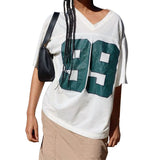 street fashion men streetwear Printed Short-Sleeved Digital American No Oversized T-shirt Women's V-neck Breathable Contrast Fashion Summer T-shirt and Sex