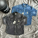 carhartt jacket outfit New Heavy Washed Pocket Workwear Denim Shirt Loose American Retro Coat Jacket