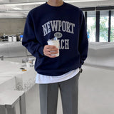 Advbridge starboy outfit Letter Embroidered Sweater Men's Spring Korean Style Loose Trendy All-Match Cotton Pullover round Neck Long Sleeve Top