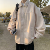 fall outfits 2024 Retro Jacket Men's Autumn and Winter Japanese Ins Trendy Top Loose High Street Student Solid Color All-Matching Workwear Jacket