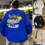 fall outfits men American Sweater Men's 2024 Spring and Autumn High Street Loose Youth Fashion Couple Wear Casual Student Top Fleece-lined