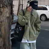 Advbridge mens fashion Army Green Retro Distressed Crack-Proof Windproof Casual Niche High-Grade Profile Jacket Men's and Women's Jacket