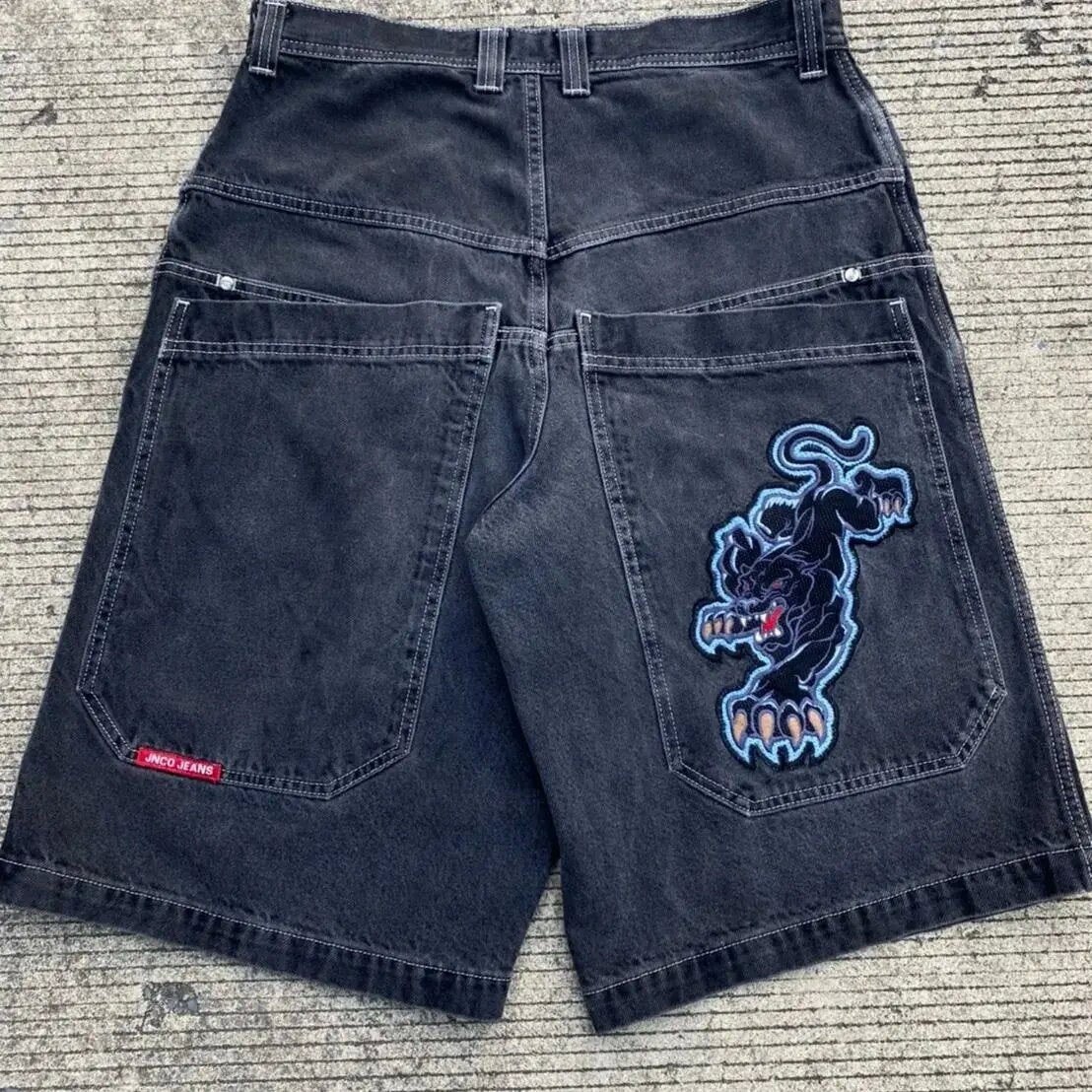 90s fashion men Cropped Pants Men's Loose Wide Leg American Retro Gradient Jeans Men's High Street Straight Oversize Spring and Autumn