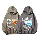 y2k American High Street Niche Hooded Sweater  Letter Printed Sweater Retro Street Men's and Women's Coat