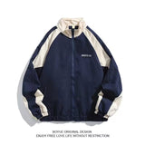 Advbridge acubi Japanese Retro Contrast Color Stitching Stand Collar Jacket Men's Spring and Autumn Fashion Brand Loose College Style Couple Casual Jacket
