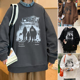 fall outfits men American Sweater Men's 2024 Spring and Autumn High Street Loose Youth Fashion Couple Wear Casual Student Top Fleece-lined