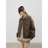 2024 fall fashion trends Brown Brown Maillard PU Leather Jacket Men's Spring High-Grade Ruan Handsome Motorcycle Jacket American Retro Baseball Uniform