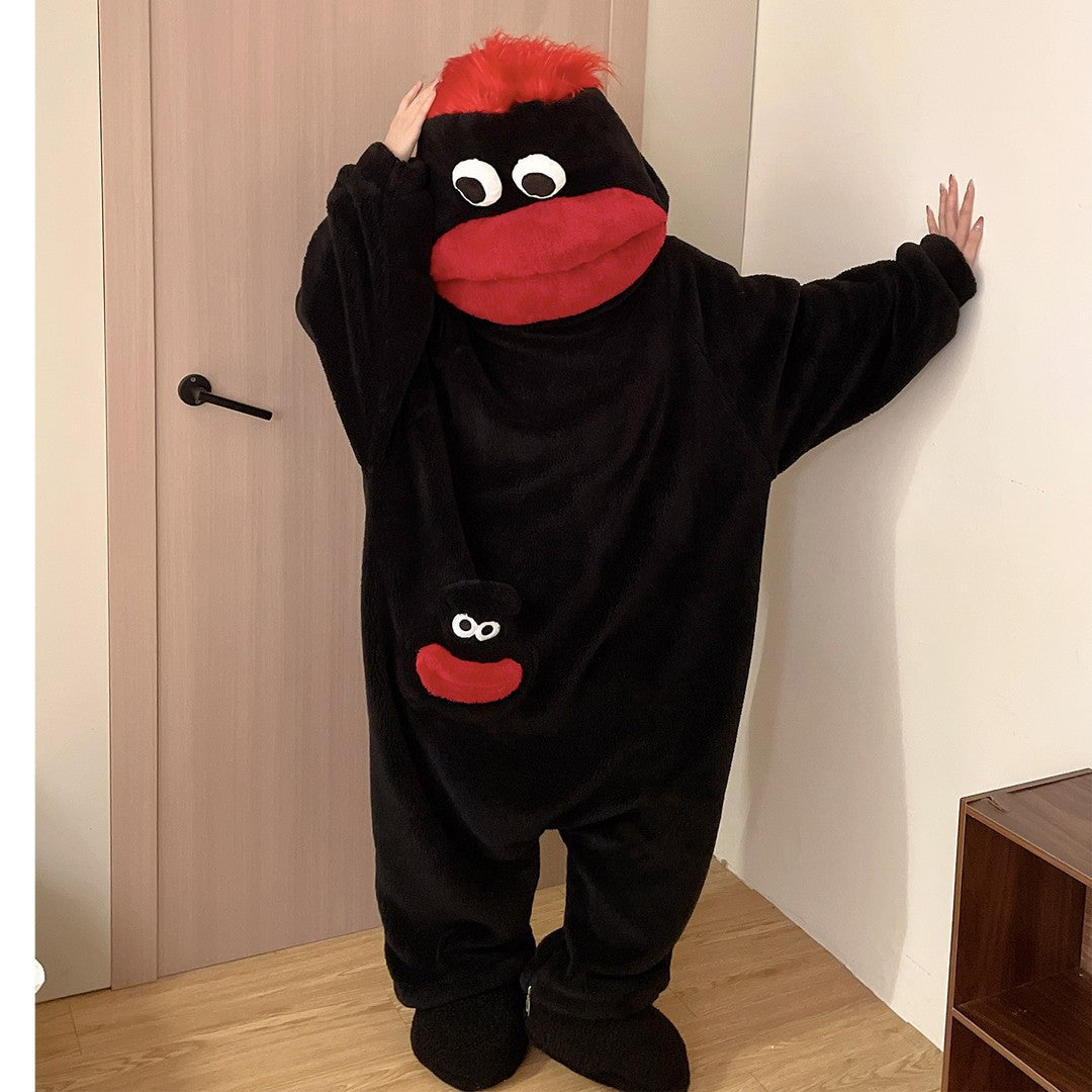 Funny Cartoon Monster Couples Fleece Pajama Set