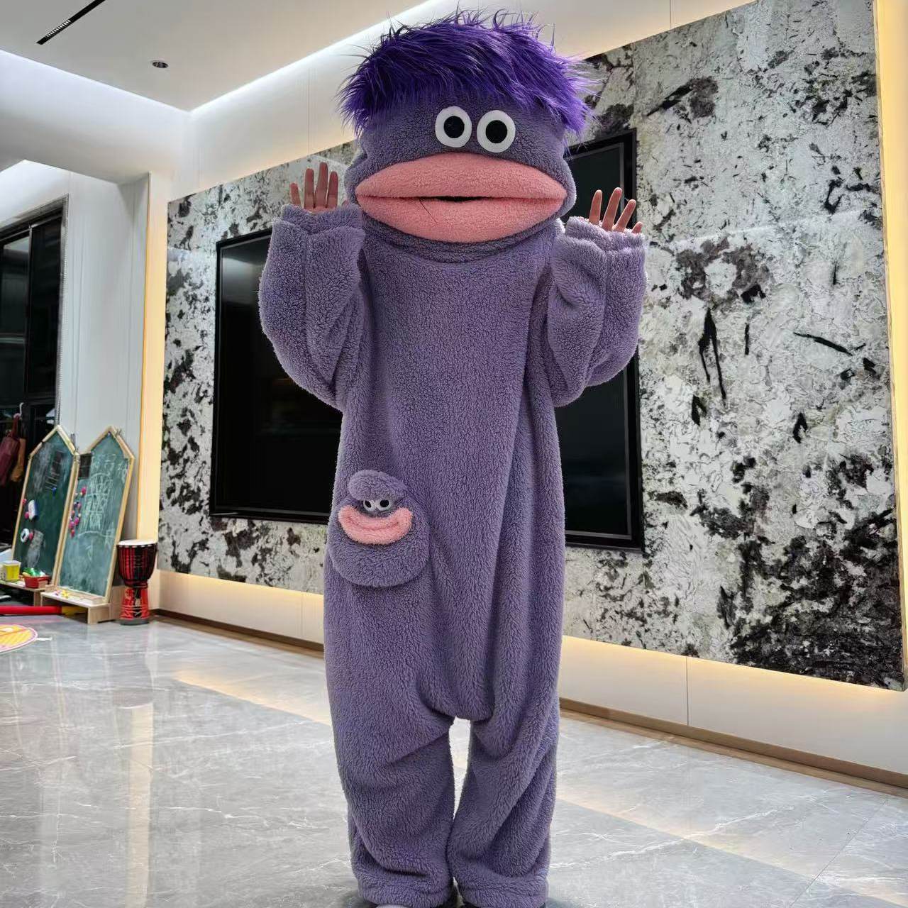 Funny Cartoon Monster Couples Fleece Pajama Set