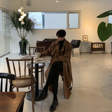 men fall outfits casual Winter Thickened Woolen Overcoat Men's Mid-Length Korean Style Loose Trendy Handsome over-the-Knee Trench Coat MX918-5155