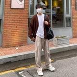 90s streetwear Retro Cardigan Men's Sweater Early Autumn V-neck Sweater Lazy High Sense New Casual All-Matching Coat