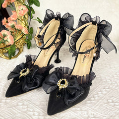 Advbridge Original Dark Gothic Lolita Tapered High Heels Big Bowknot Ladies Fashion Casual Anime Cosplay Japanese Style Lolita Women Shoes