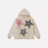 fall outfits 2024 Y2g American Patch Thorn Star Handmade Loose Men's and Women's Same Loose Pullover Retro Harajuku Sweater