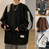 fall outfits men American Sweater Men's 2024 Spring and Autumn High Street Loose Youth Fashion Couple Wear Casual Student Top Fleece-lined