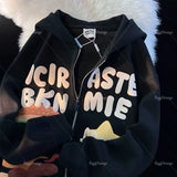 Advbridge High Quality 3D Foam Print Burger Star Zip Hoodie New Sweatshirt Harajuku Couple Jackets Streetwear Y2k Hoodies Goth Women Cloth