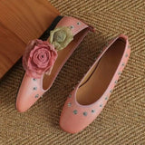 ADVBRIDGE  -  Rivet Brand Mary Jane Shoes Women Shallow Comfort Casual Elegant Flats Dress Shoes Flower Fashion Brand Designer Shoes Women