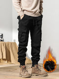 Advbridge New Multi-Pockets Winter Cargo Pants Men Fleece Liner Thick Warm Slim Fit Joggers Streetwear Casual Cotton Thermal Trousers