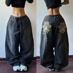 Advbridge Y2K Fashion Harajuku New Washed Old Baggy Jeans Women Street Vintage Hip Hop Popular Leisure Gothic High Waist Wide Leg Pants