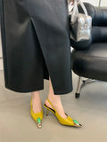 ADVBRIDGE  -  Spring Design Inlay Diamonds Woman Pumps Sexy Thin Low Heels Pointed Toe Elegant Slingbacks Prom Banquet Mules Shoes